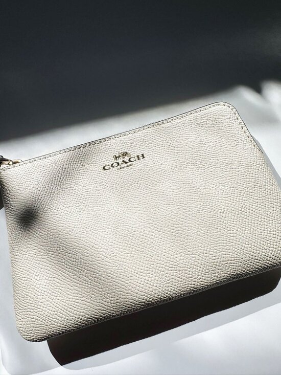 COACH Wristlet Chalk White Gold Logo - Picture 2 of 2